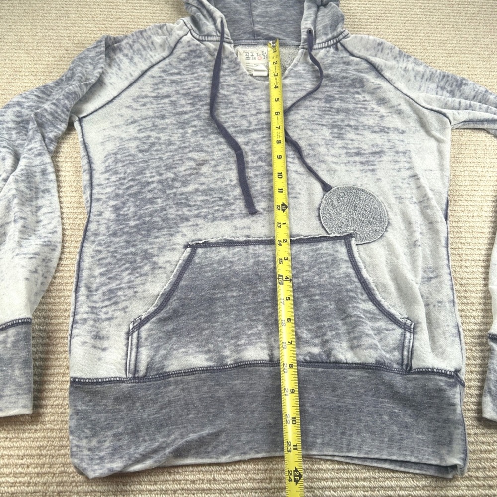 Billabong Hoodie Women Medium Gray Blue Burnout Wash Surf Beachy Boho Sweatshirt - Picture 11 of 14